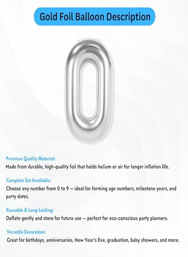 Flyloons 1 number Foil Balloon Silvers 16 inch Size For Kids Boys Girls Birthday Decoration Items 1st Year Balloons Set First - Image 4